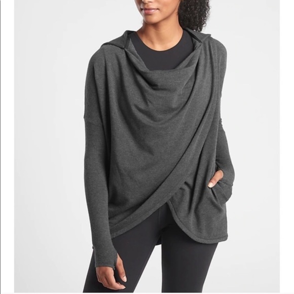 Athena Tops | Athleta Purana Wrap Sweater Hoodie | Color: Gray | Size: S | Pm-88721850's Closet